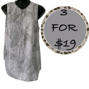3/$19 Michael Kors snake print zip up sleeveless tunic blouse tank top